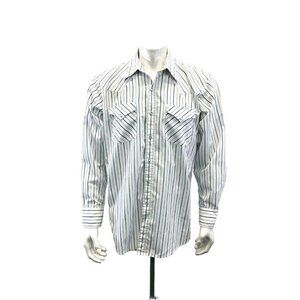 Western Craft Western Cowboy  Shirt Men’s Size 160 (XL) White Striped Vintage